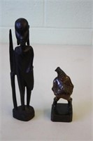 2 Carved Wood Figurines