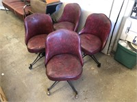 LOT OF 4 VINTAGE AND IRON ROLLING CHAIRS