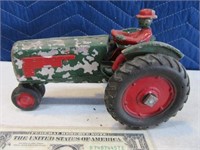 Early 7" Aluminum Metal Toy Tractor as is painted