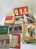 vintage work books and sheet music