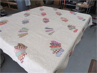 Early 89"x77" Handmade Quilt Blanket ASIS TrkyTail