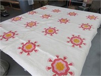 Early 86"x67" Handmade Quilt Blanket ASIS StarFlwr