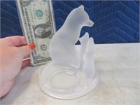 Glass WOLF Candle PartyLite Holder 6" Figure