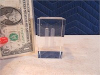 3" Glass TWIN TOWERS Paperweight SunCatcher