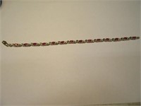 10kt Gold Bracelet w/ Red Stones 6.7g