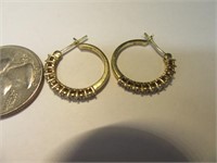10kt Gold & DiamondCluster Loop Earrings 2.8g