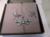 3pc .925 Sterling Silver DRAGONFLY Jewelry SET