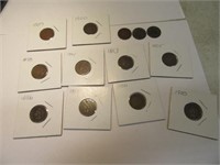 Lot (13) asst Indian Head Pennies