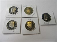 5pc 1989-1993 Kennedy Half Dollar Coin Proof