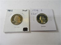 1976s Silver & 1981s Proof Washington Quarters