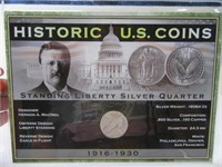 Collector Sleeve Historical US Silver Quarter Coin