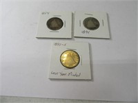 Lot (3) Seated Liberty Silver Quarters sleevedasis