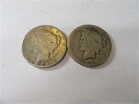Lot (2) Worn PEACE Silver Dollars *invest*