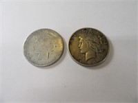 Lot (2) PEACE Silver Dollar Coins