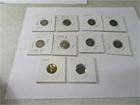 Lot (10) Barber Silver Dimes sleeved