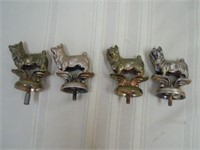 4 BRASS HEAVY LAMP TOPPERS DOGS