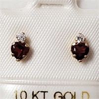 10K  Garnet CZ Earrings