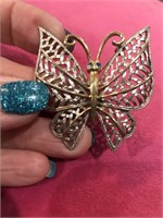Silver 7 Gold Vintage Butterfly Pin