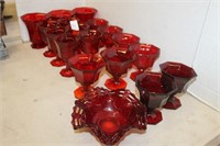 VINTAGE RED GLASS LOT