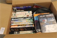 BOX OF VHS AND DVDS