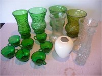 Green glass vases and more