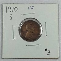 1910-S  Lincoln Cent  VF