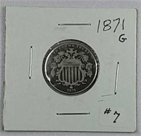 1871  Shield Nickel  G