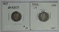 1915 & 1916  Barber Dimes  VG