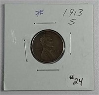1913-S  Lincoln Cent  XF