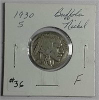 1930-S  Buffalo Nickel  F