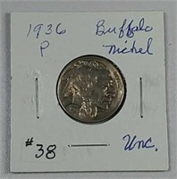 1936-P  Buffalo Nickel  Unc.