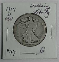 1917-D Obv.  Walking Liberty Half Dollar  G