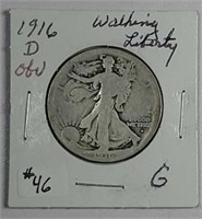 1916-D Obv.  Walking Liberty Half Dollar  G