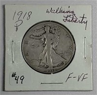 1918-P  Walking Liberty Half Dollar  F - VF