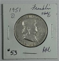 1951-D  Franklin Half Dollar  AU
