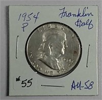 1954-P  Franklin Half Dollar  AU-58