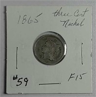 1865  Three Cent Nickel  F-15