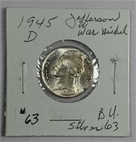 1945-D  Jefferson Nickel  "Silver War nickel"  BU