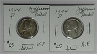 1944 P&D  Jefferson "Silver War" Nickels  VF & XF