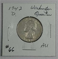 1942-D  Washington Quarter  AU
