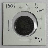 1809  Classic Half Cent  F