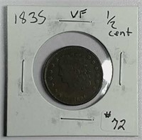 1835  Classic Half Cent  VF