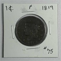 1819  Coronet Large Cent  F