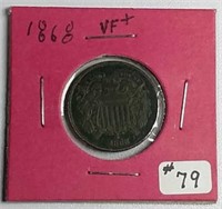 1868  Two Cent  VF+