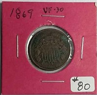 1869  Two Cent  VF-30