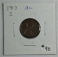 1917-S  Lincoln Cent  AU