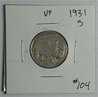 1931-S  Buffalo Nickel  VF