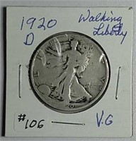 1920-D  Walking Liberty Half Dollar  VG