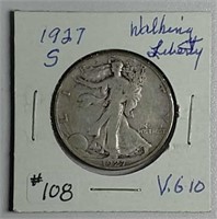 1927-S  Walking Liberty Half Dollar  VG-10
