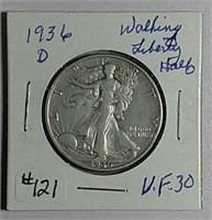 1936-D  Walking Liberty Half Dollar  VF-30